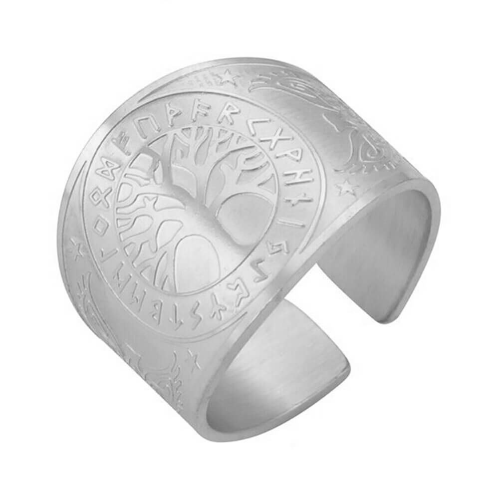 Silver Yggdrasil Tree of Life Adjustable Ring
