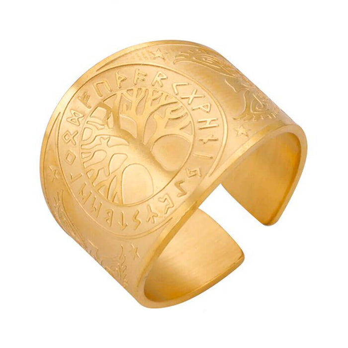 Gold Yggdrasil Tree of Life Adjustable Ring