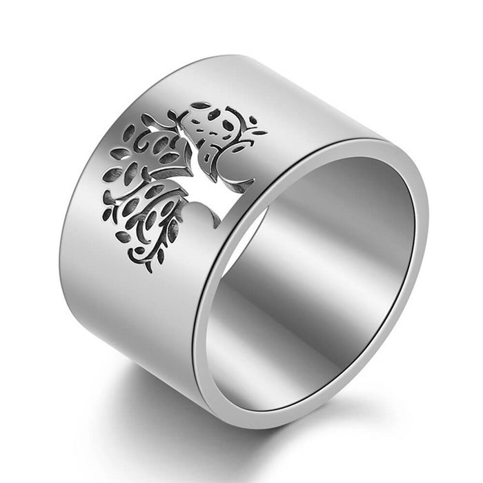 Silver Tree of Life Band Ring – Stainless Steel