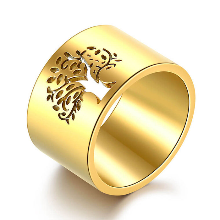Gold Tree of Life Band Ring – Stainless Steel