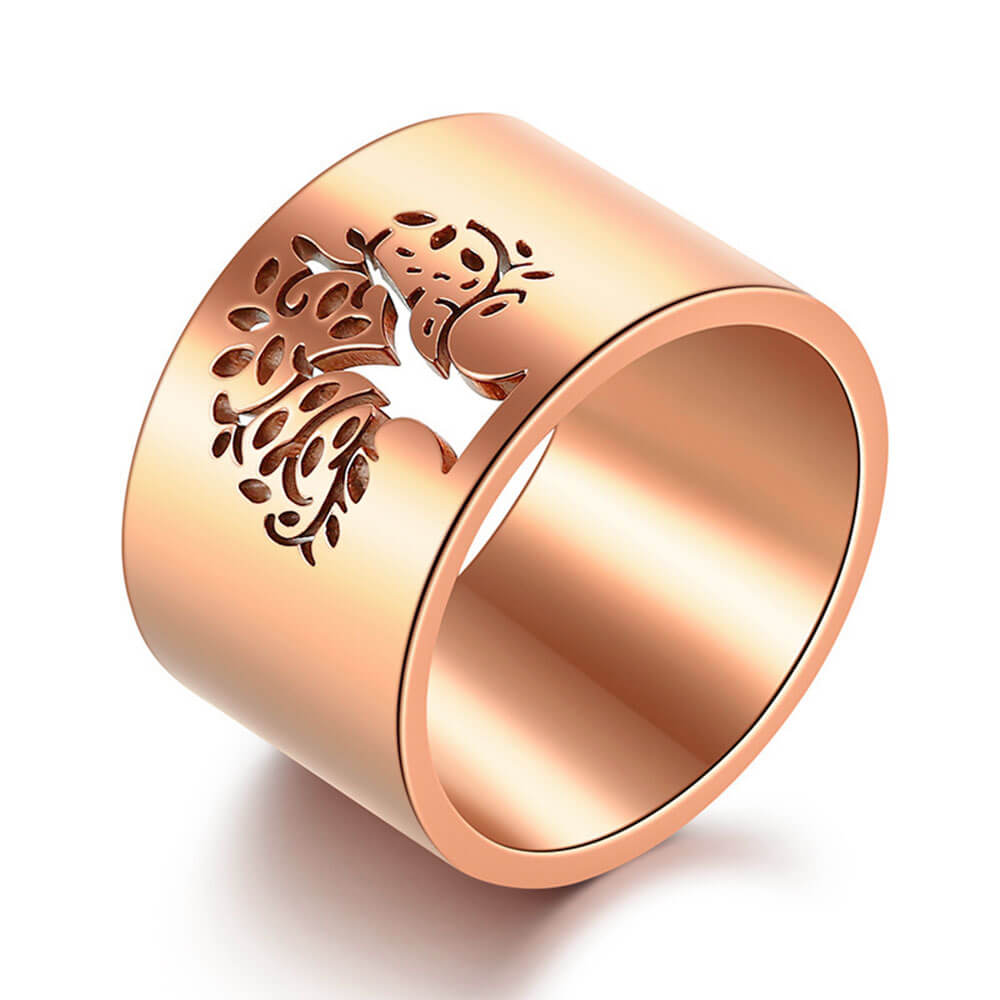 Rose Gold Tree of Life Band Ring – Stainless Steel