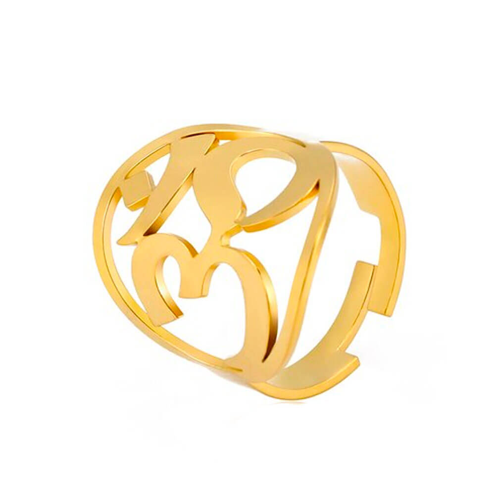 Gold Adjustable Aum Ring – Stainless Steel