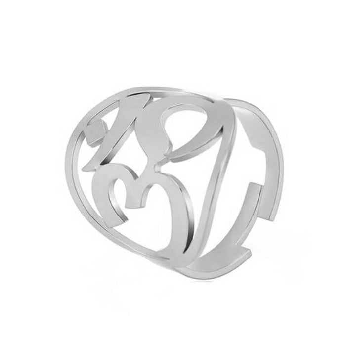 Silver Adjustable Aum Ring – Stainless Steel