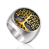 Gold and Silver Tree of Life Signet Ring