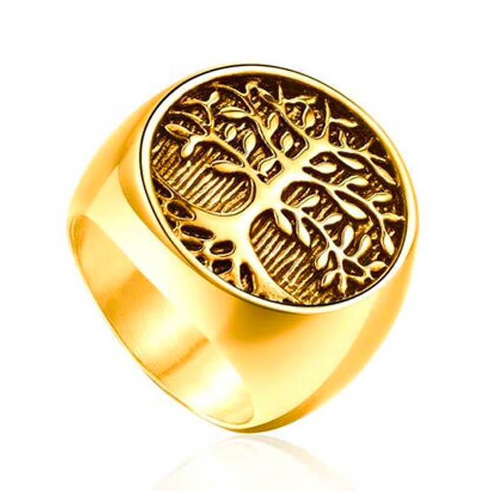 Gold Tree of Life Signet Ring