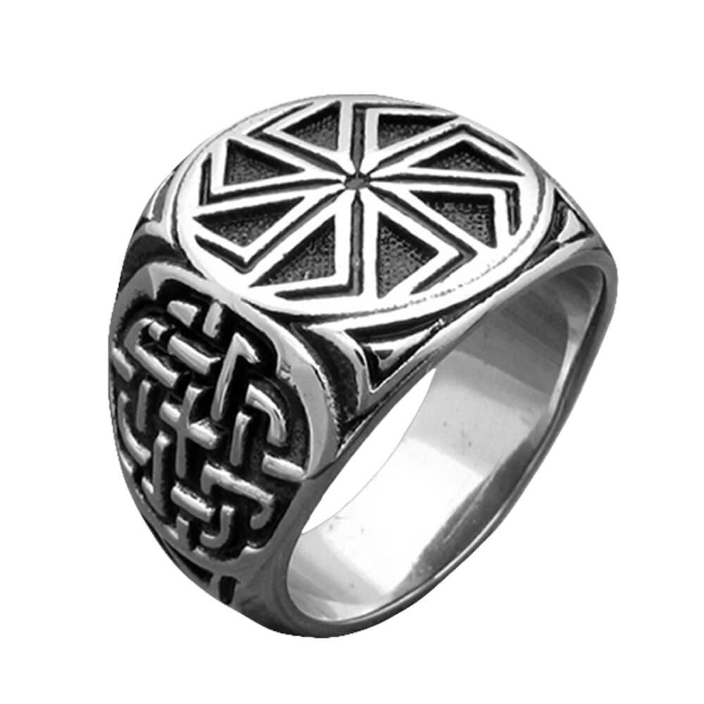 Silver Kolovrat Signet Ring – Stainless Steel