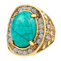 Gold Crystal Signet Turquoise Ring