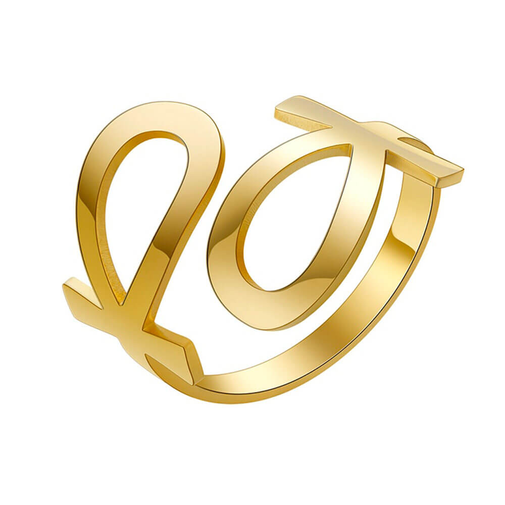 Gold Adjustable Ankh Cross of Life Ring