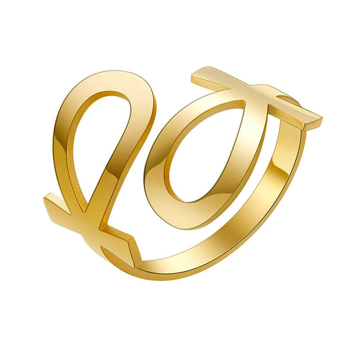 Gold Adjustable Ankh Cross of Life Ring