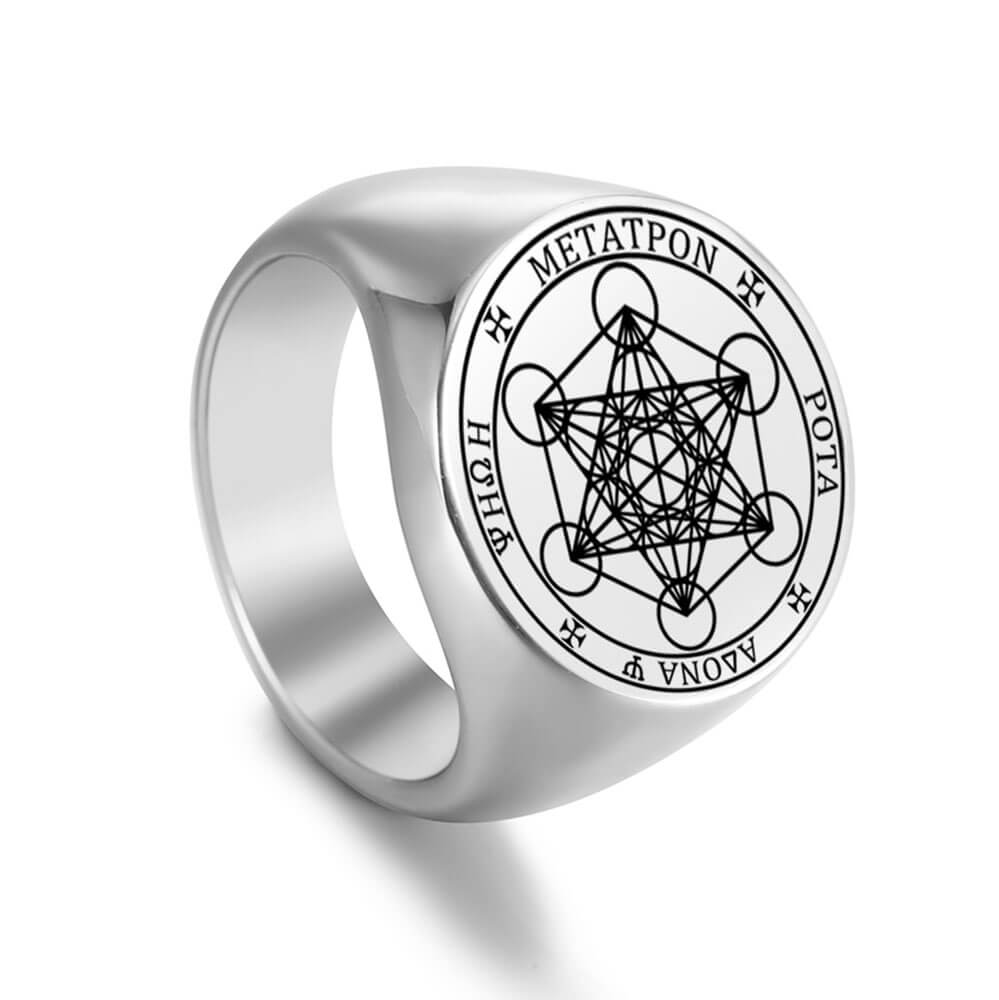 Silver Metatron's Cube Ring – Stainless Steel