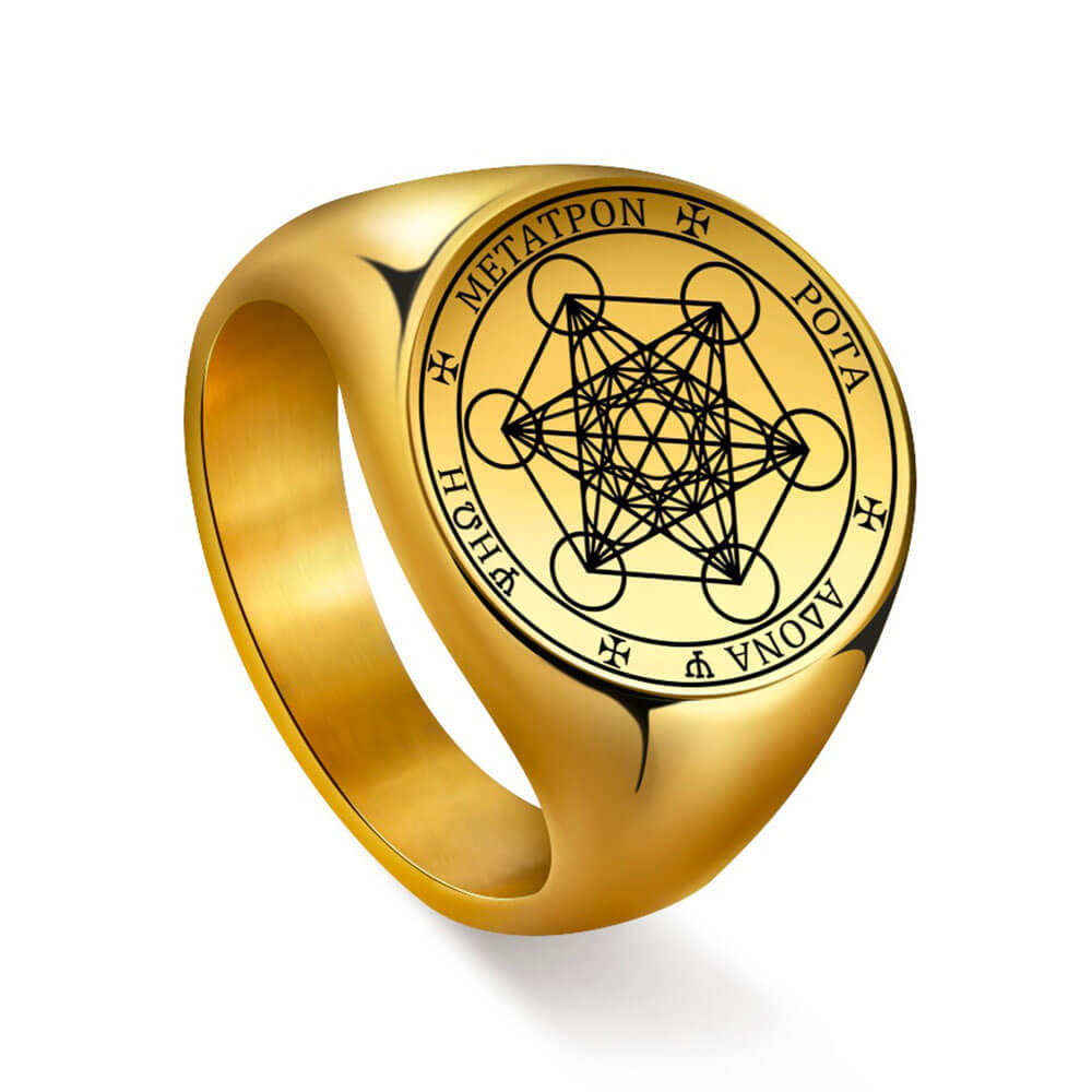 Gold Metatron's Cube Ring – Stainless Steel