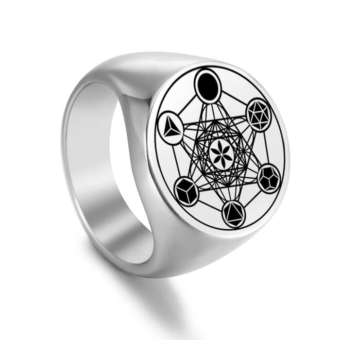 Silver Metatron's Cube Ring