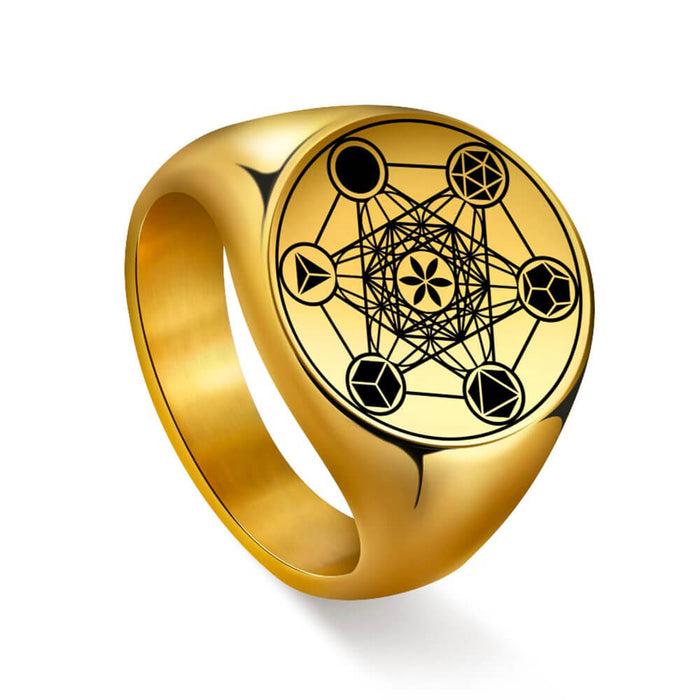 Gold Metatron's Cube Ring