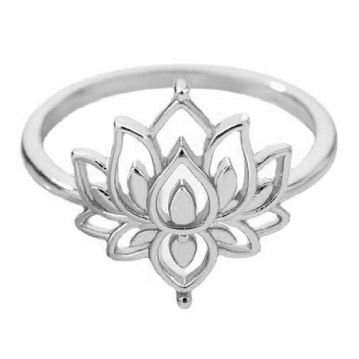 Silver Lotus Flower Ring – Stainless Steel