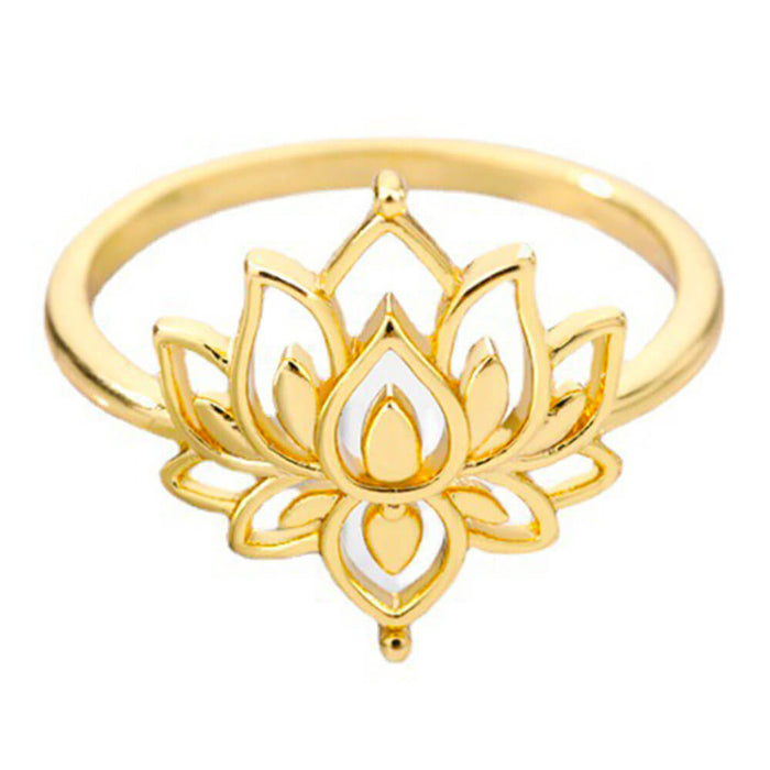Gold Lotus Flower Ring – Stainless Steel
