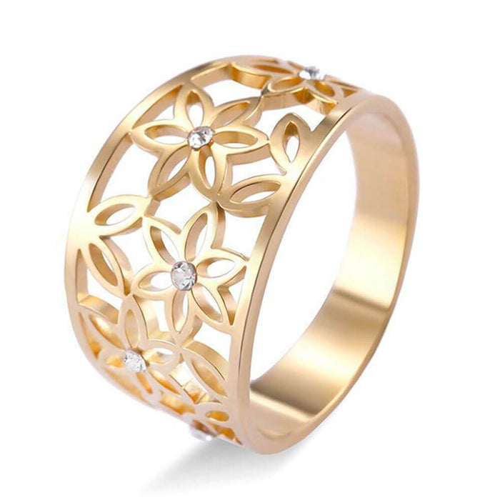Gold Crystal Flower of Life Ring – Stainless Steel
