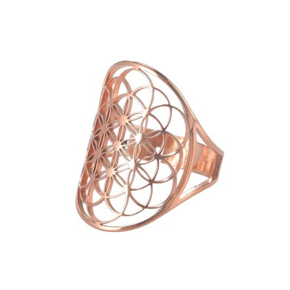 Rose Gold Seed Flower of Life Ring