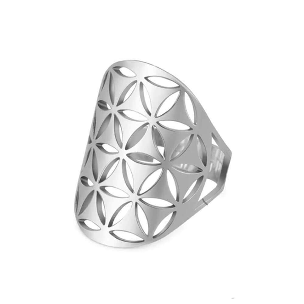 Silver Flower of Life Ring – Stainless Steel