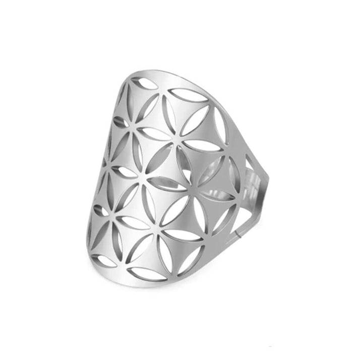 Silver Flower of Life Ring – Stainless Steel