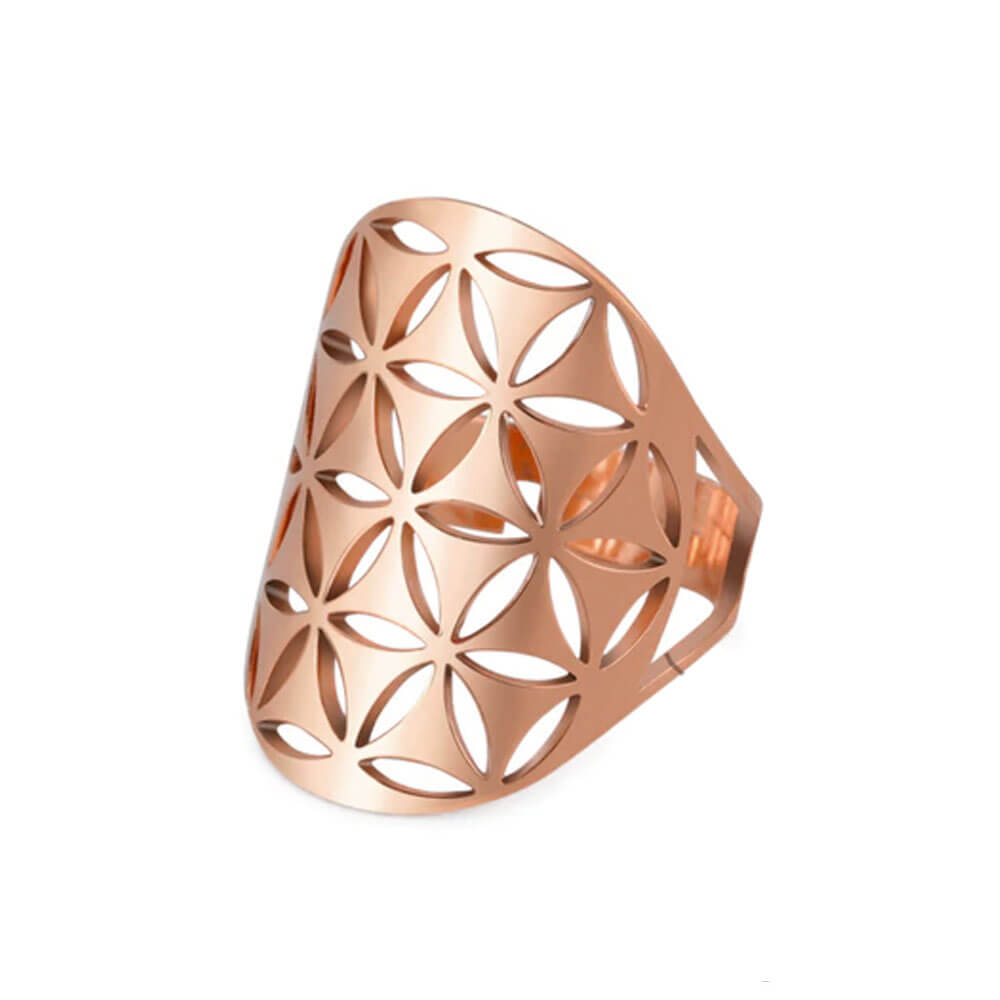 Rose Gold Flower of Life Ring – Stainless Steel