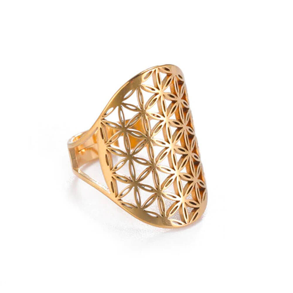 Gold Women's Flower of Life Ring
