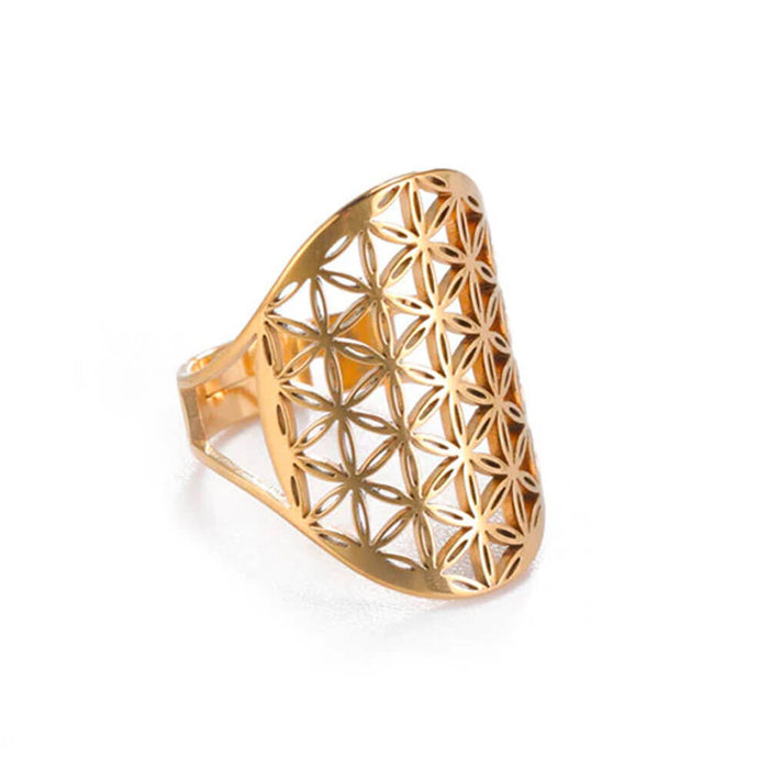 Gold Women's Flower of Life Ring