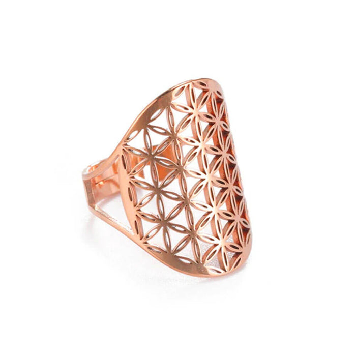 Rose Gold Women's Flower of Life Ring