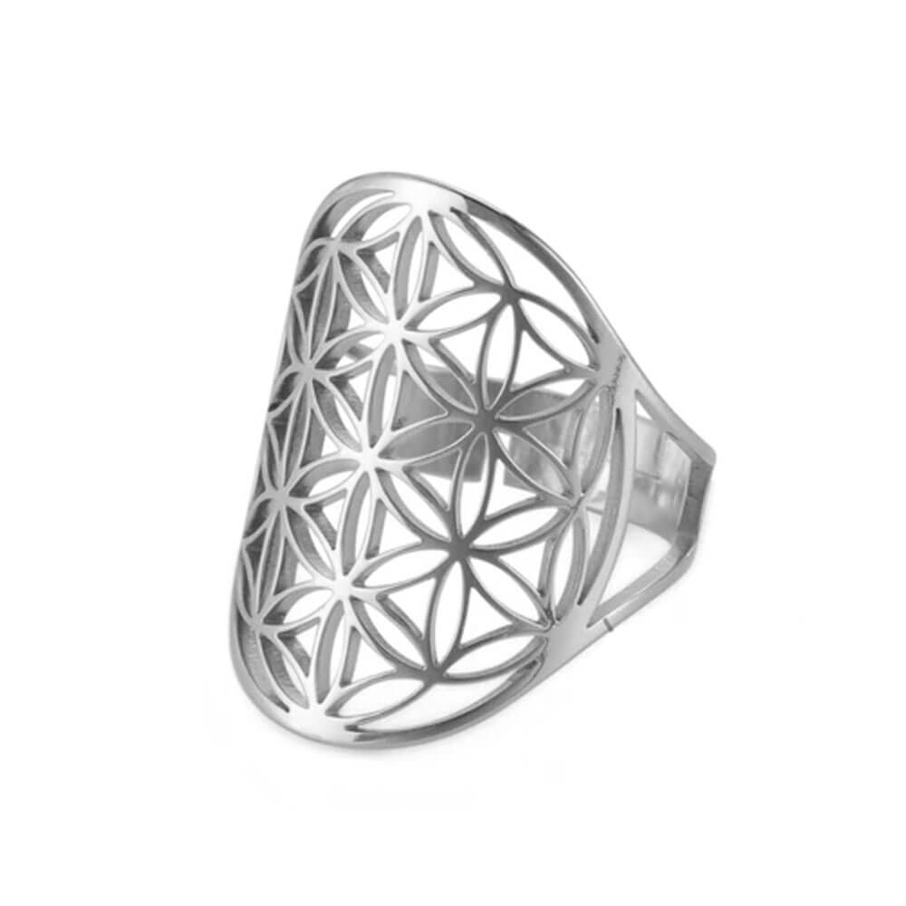 Silver Spiritual Flower of Life Ring