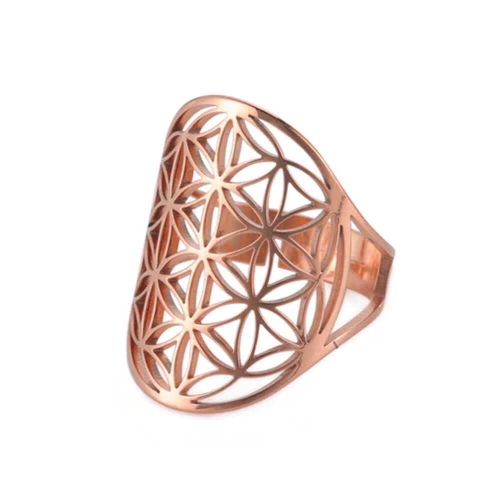 Rose Gold Spiritual Flower of Life Ring
