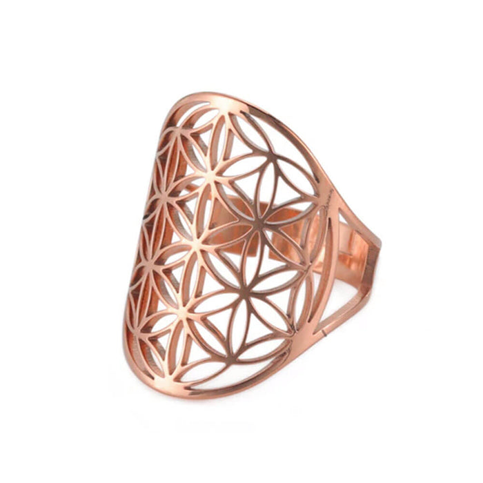 Rose Gold Spiritual Flower of Life Ring