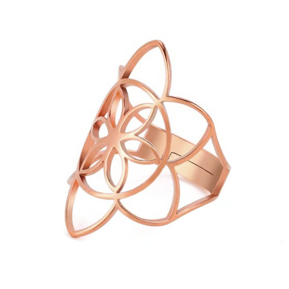 Rose Gold Seed of Life Ring – Stainless Steel