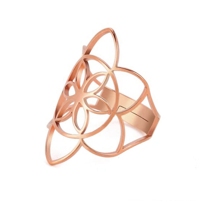 Rose Gold Seed of Life Ring – Stainless Steel