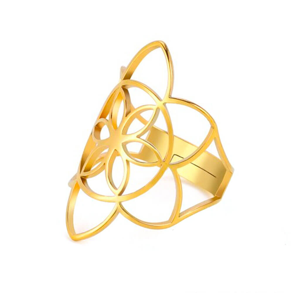 Gold Seed of Life Ring – Stainless Steel