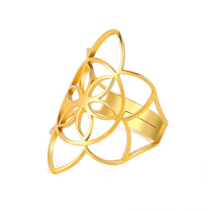 Gold Seed of Life Ring – Stainless Steel
