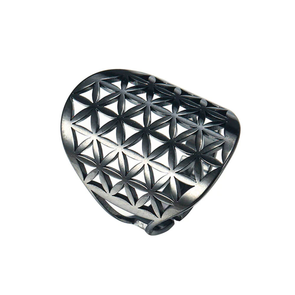 Black Adjustable Flower of Life Ring