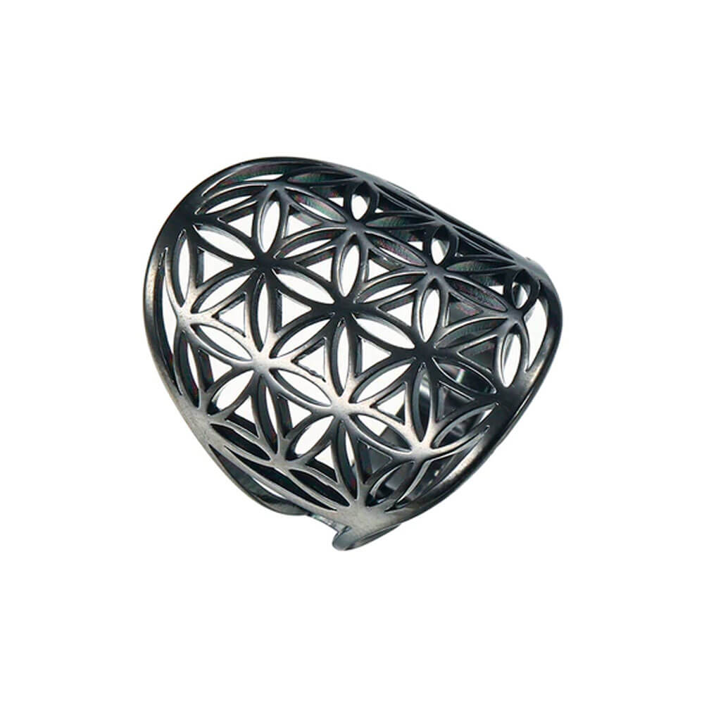 Black Spiritual Flower of Life Ring