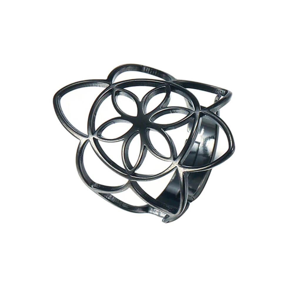 Black Seed of Life Ring – Stainless Steel