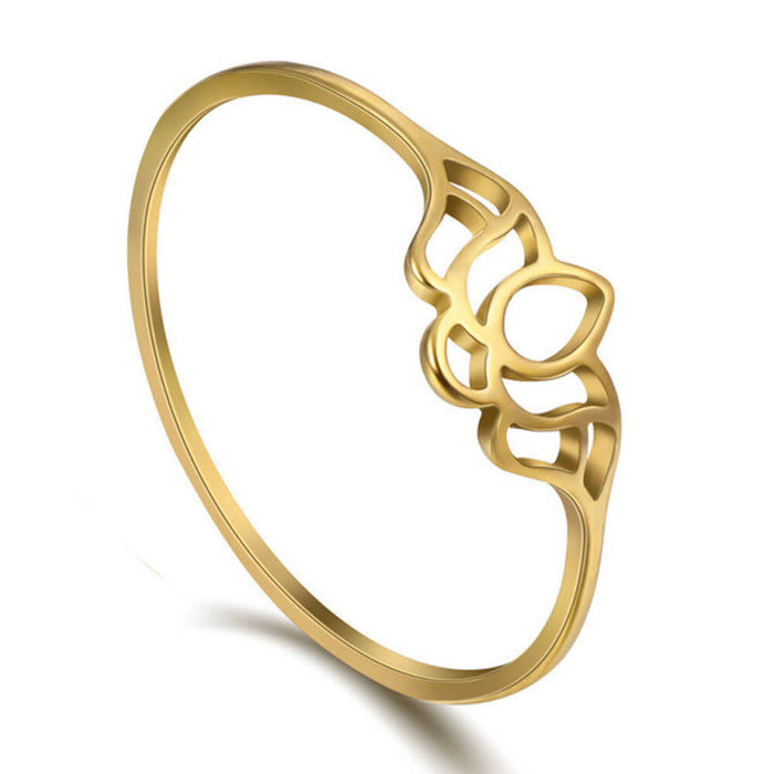 Gold Lotus Flower Thin Ring – Stainless Steel