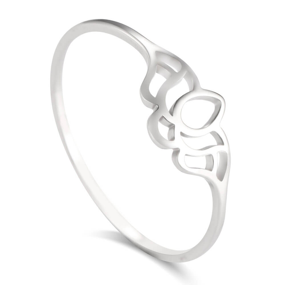 Silver Lotus Flower Thin Ring – Stainless Steel