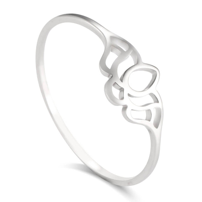 Silver Lotus Flower Thin Ring – Stainless Steel