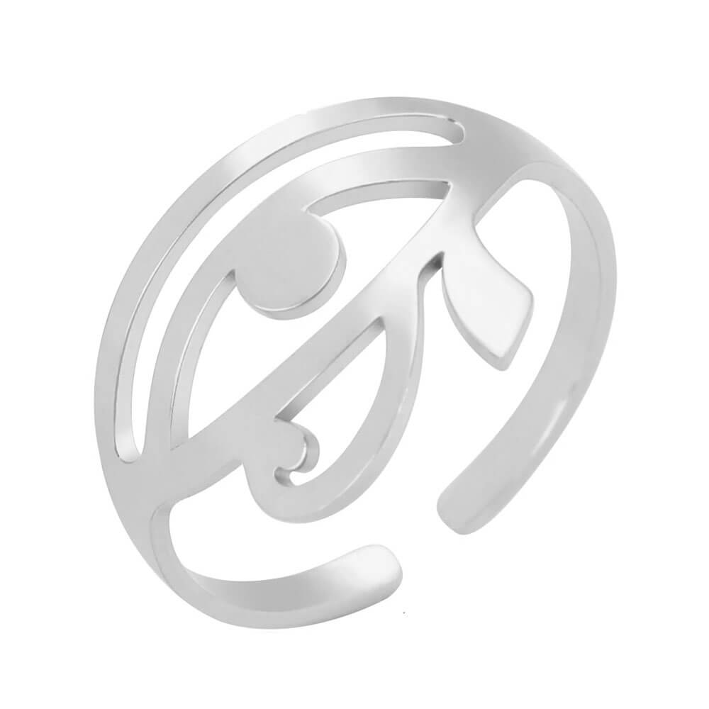 Silver Adjustable Egyptian Eye of Horus Ring – Stainless Steel