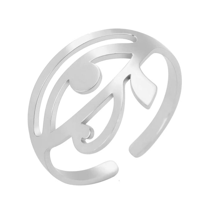 Silver Adjustable Egyptian Eye of Horus Ring – Stainless Steel