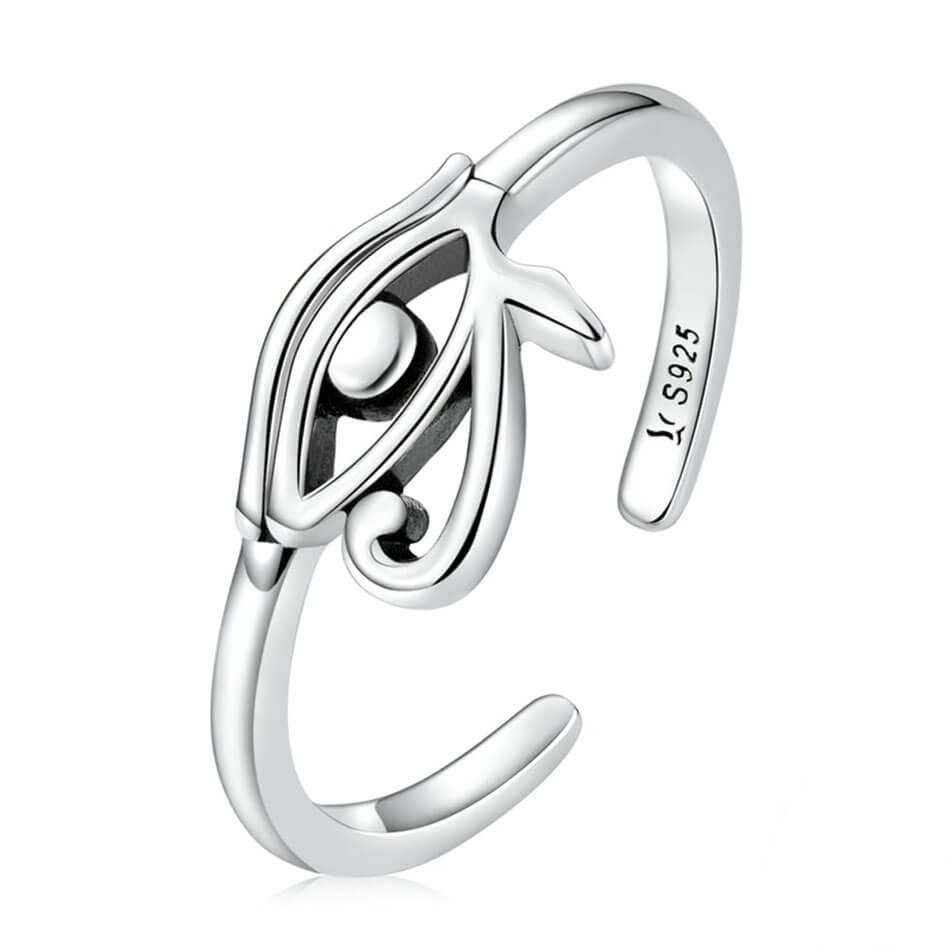 Silver Adjustable Eye of Horus Ring