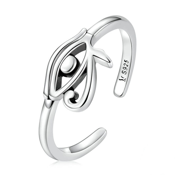 Silver Adjustable Eye of Horus Ring