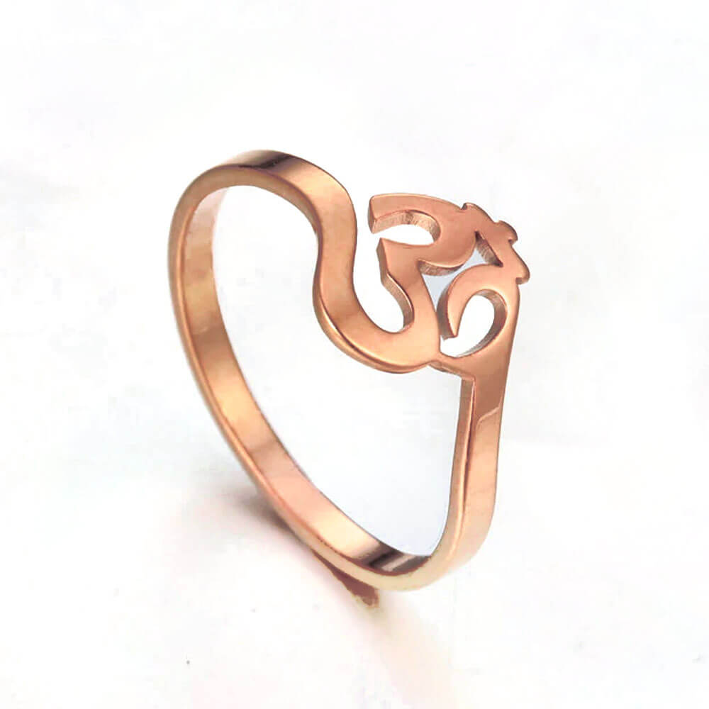 Rose Gold Om Ring – Stainless Steel
