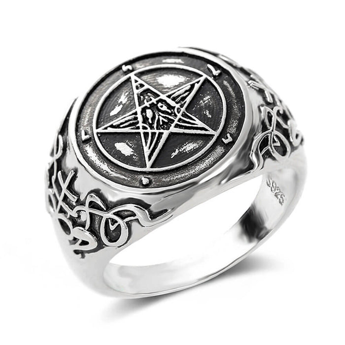 Men's Pentagram Pentacle Signet Ring