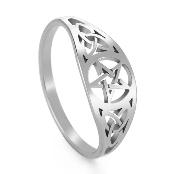 Silver Pentagram Pentacle Ring – Stainless Steel