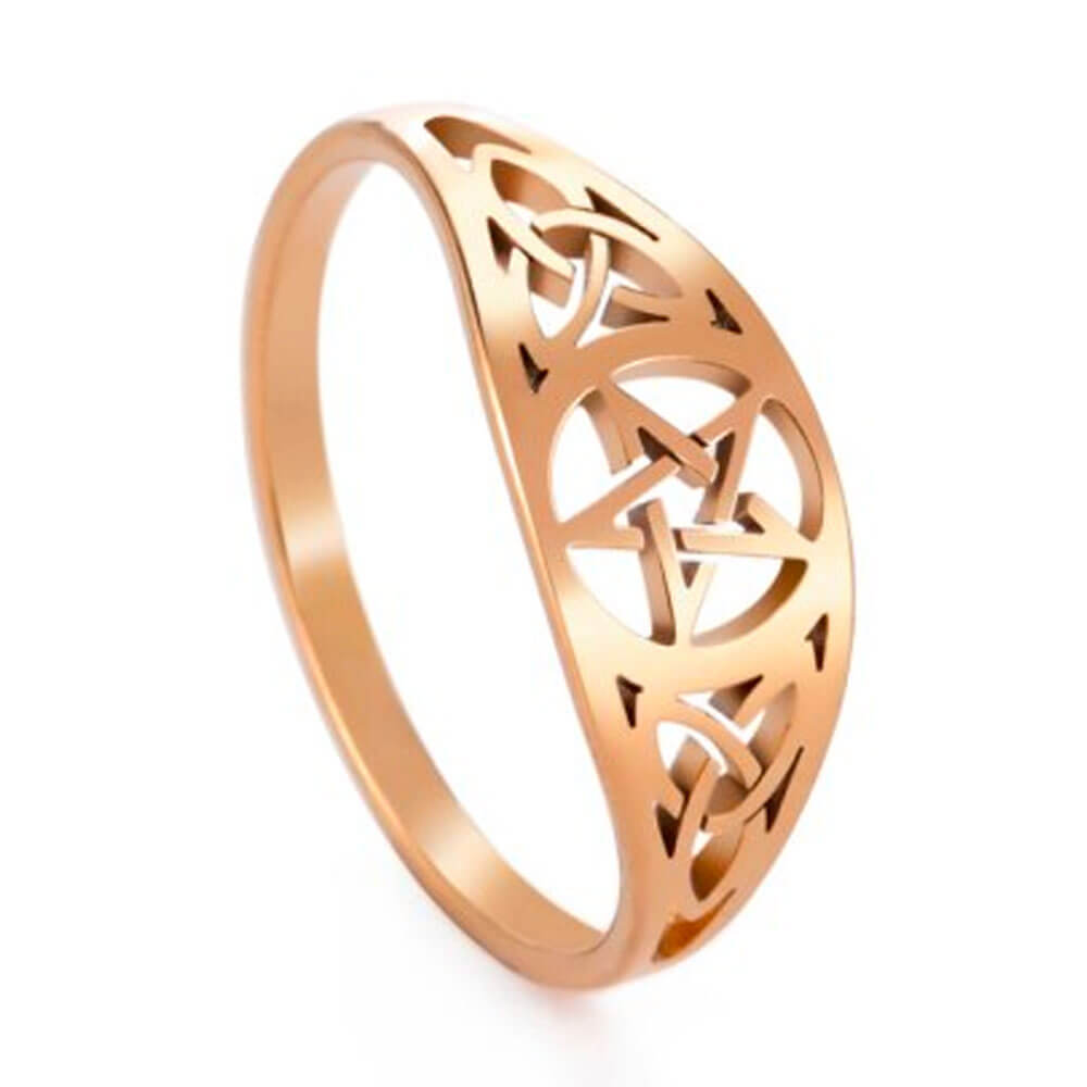 Rose Gold Pentagram Pentacle Ring – Stainless Steel