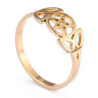 Gold Pentagram Pentacle Triquetra Ring – Stainless Steel