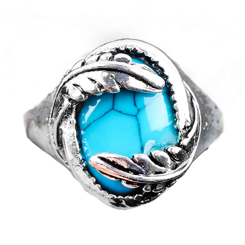 Silver Feather Turquoise Ring